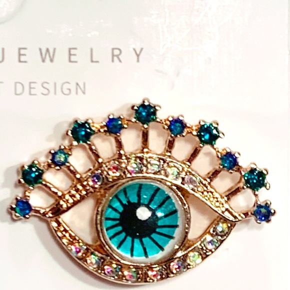 💙🆕 Elegant Gold Plated Blue Eye Stud Earrings - Picture 2 of 5